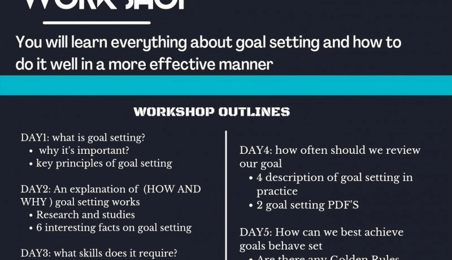 Goal tracking workshop session